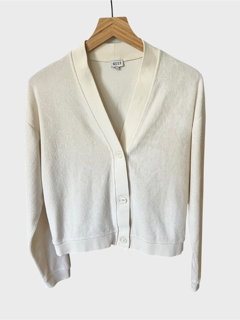 KULE Women's Cream Button-Front V-Neck Cardigan